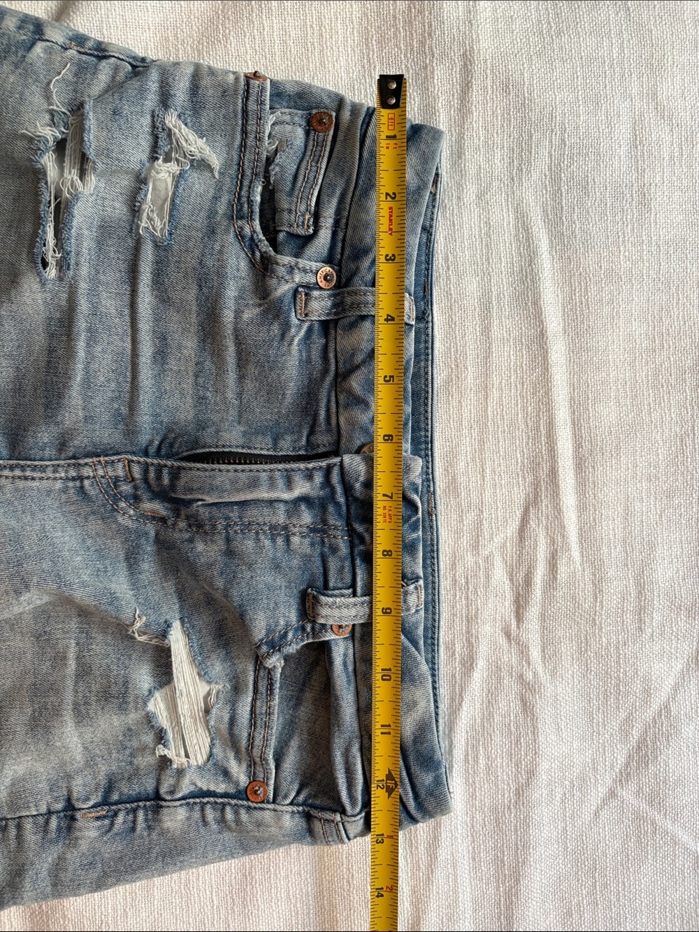 American Eagle Outfitters Faded Blue Distressed Denim Cutoff Shorts - Picture 5 of 8